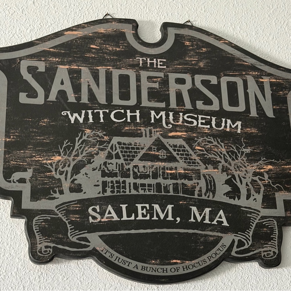 Spencer's Black and Gray Sanderson Witch Museum Wall Sign